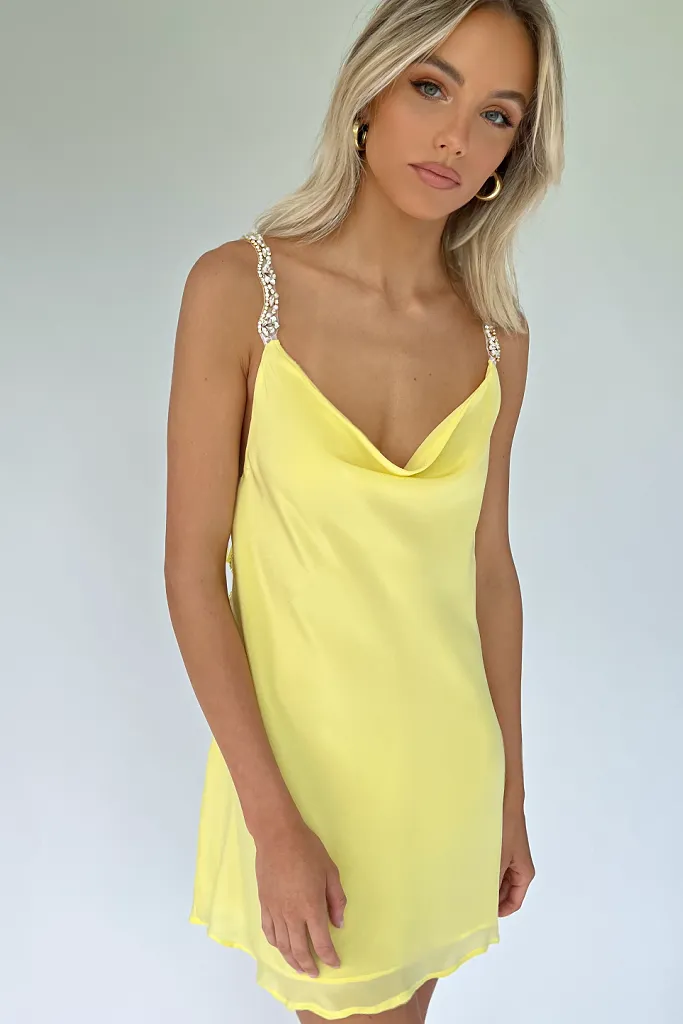 SOFIA MINI DRESS - LEMON SILK