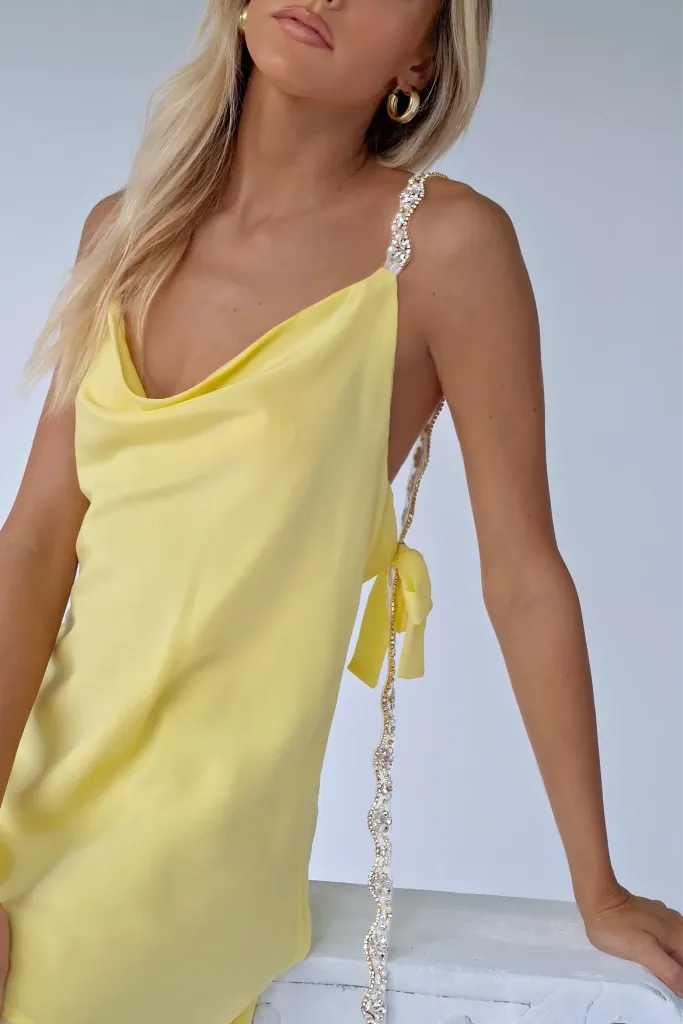 SOFIA MINI DRESS - LEMON SILK