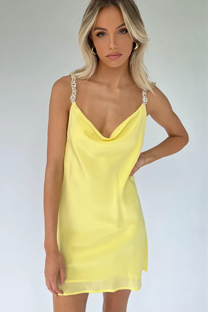 SOFIA MINI DRESS - LEMON SILK