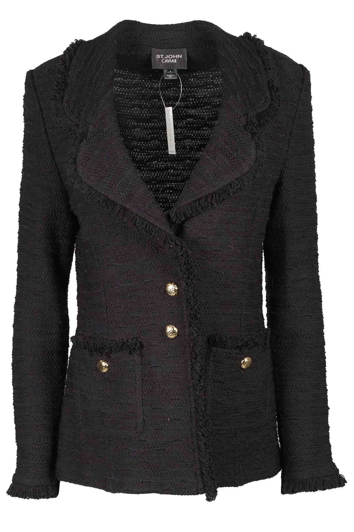 ST JOHN'S CAVIAR BLACK WOOL JACKET US 6 UK 10