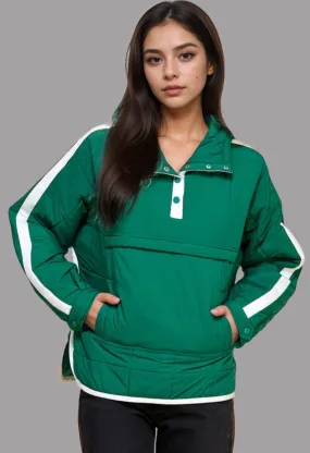 Striped Detail Quilt Hooded Jacket