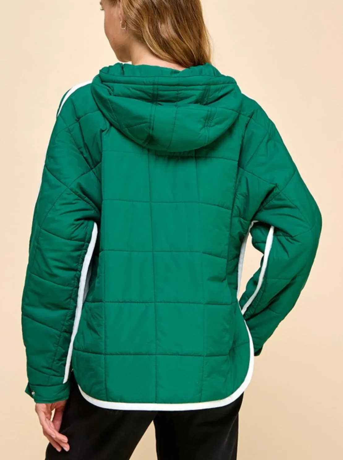 Striped Detail Quilt Hooded Jacket