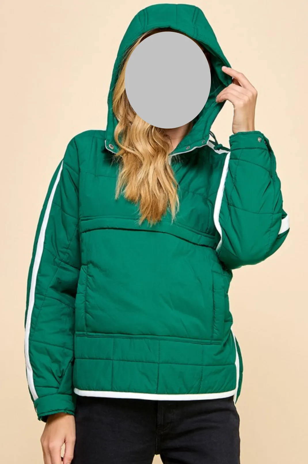 Striped Detail Quilt Hooded Jacket