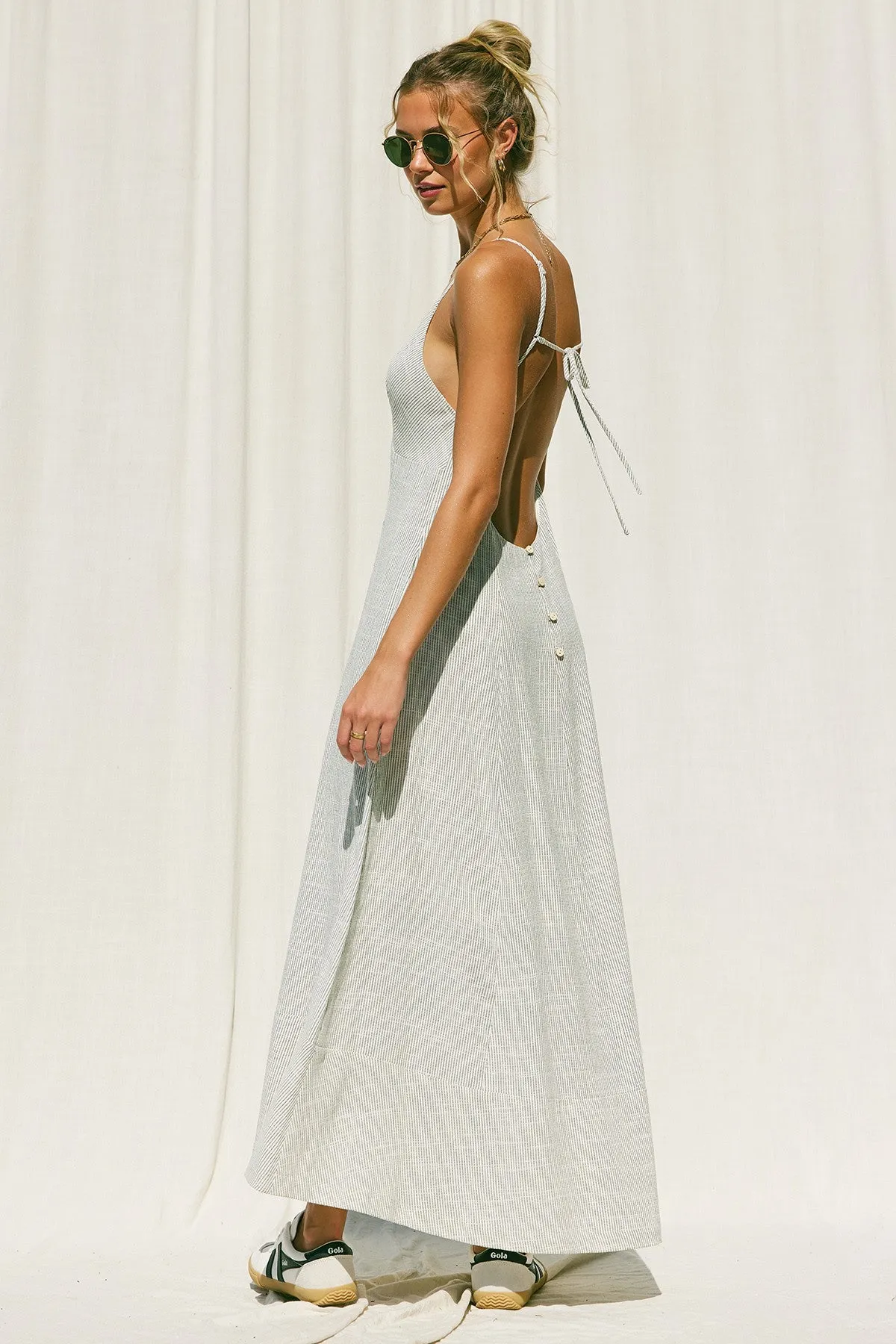 Striped Linen Maxi Dress