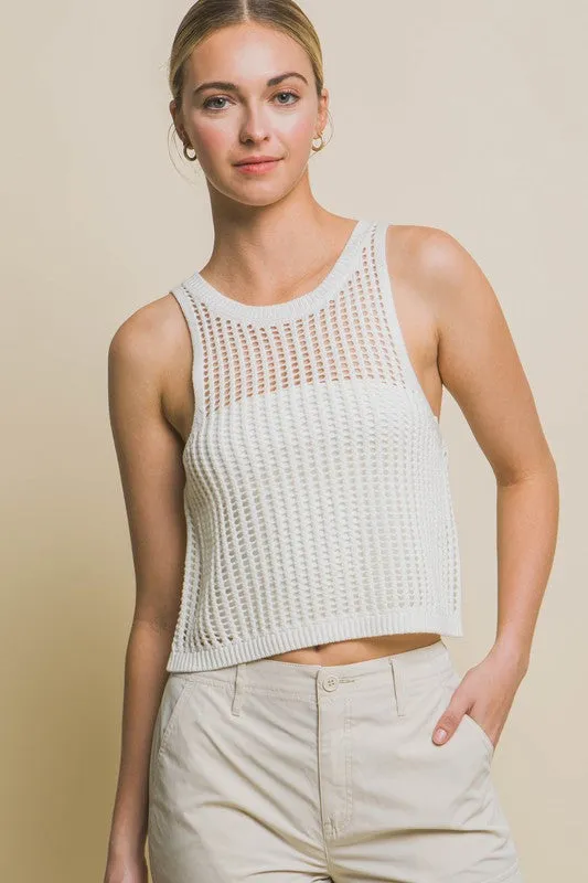 Summer Days Sleeveless Open Knit Crop Top