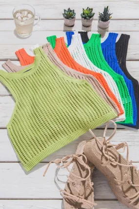Summer Days Sleeveless Open Knit Crop Top