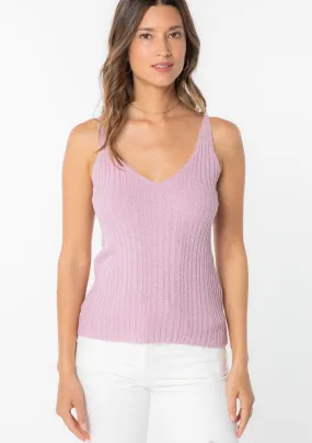 Sweater Knit Ribbed V Neck Tank Top