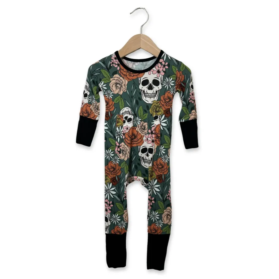 Sweet & Skully Adaptive Tube Access with snaps Day to Night Romper