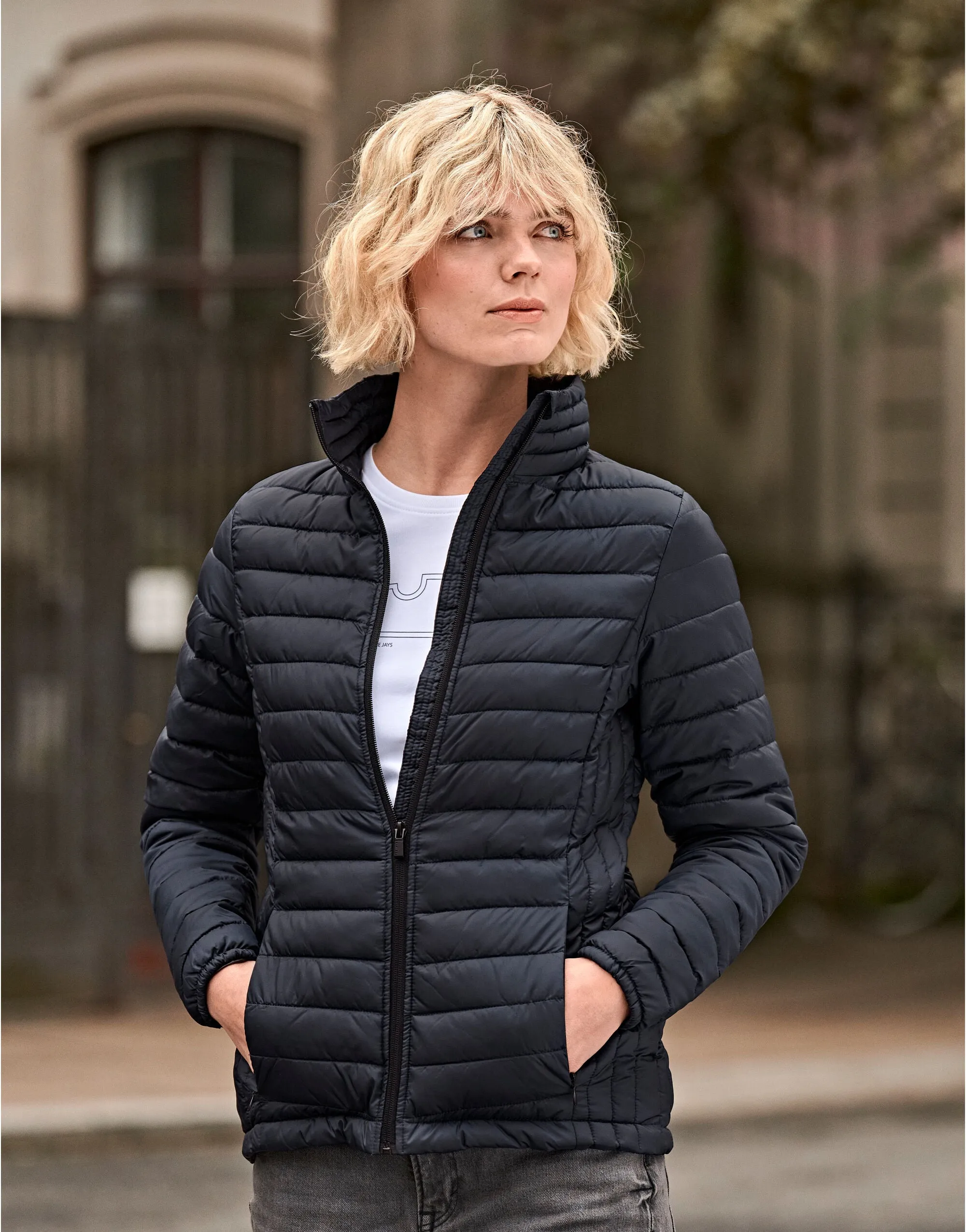 Tee Jays Ladies Zepelin Jacket | Lightweight Puffer | Showerproof | Black or Navy | S-3XL