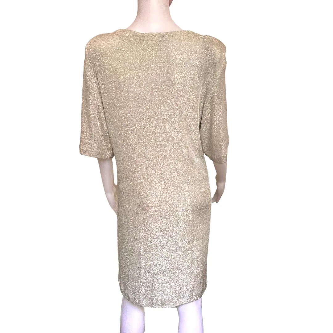 Vintage 1980s Gilberti Silver Shimmer Knit Dress