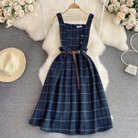 Vintage Plaid Tweed Slip Dress