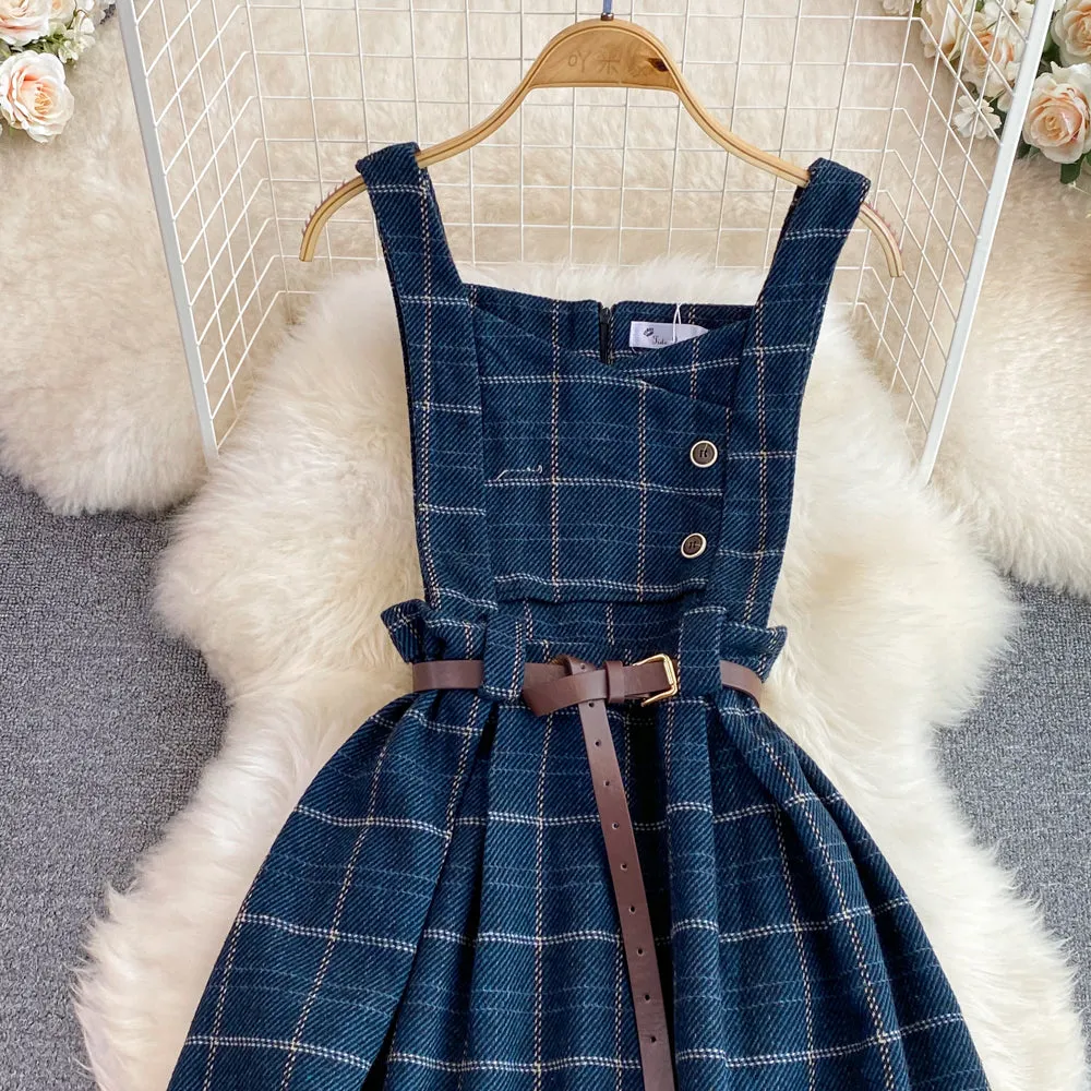 Vintage Plaid Tweed Slip Dress