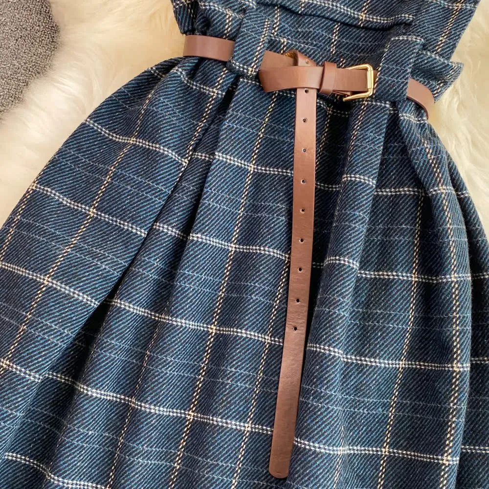 Vintage Plaid Tweed Slip Dress