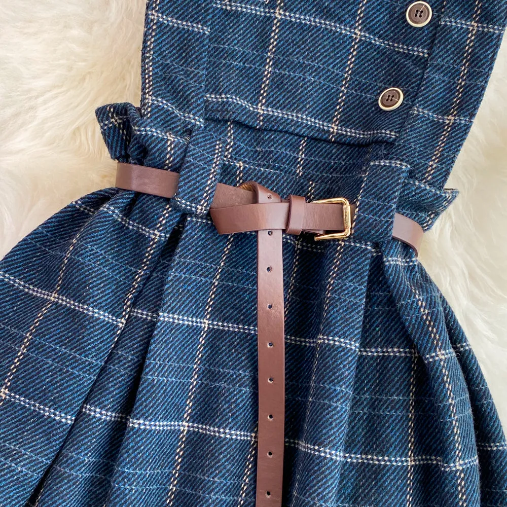 Vintage Plaid Tweed Slip Dress