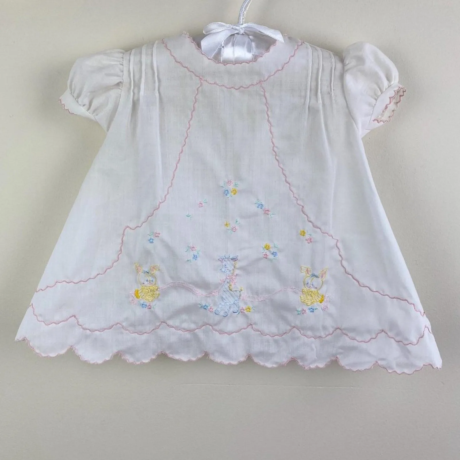 Vintage Sasson Brothers Girls Embroidered White Dress Set