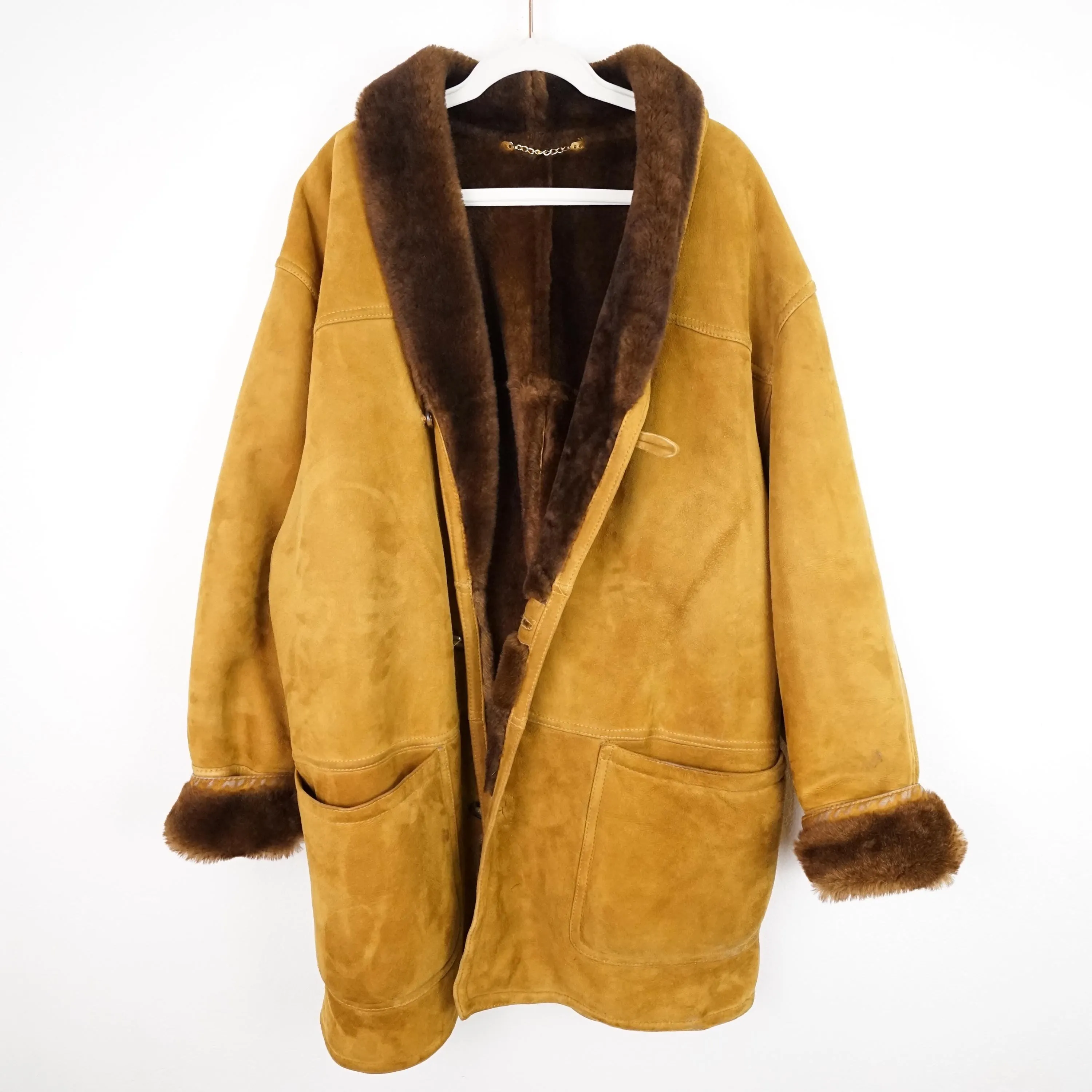 Vintage Shearling Coat men Size XL