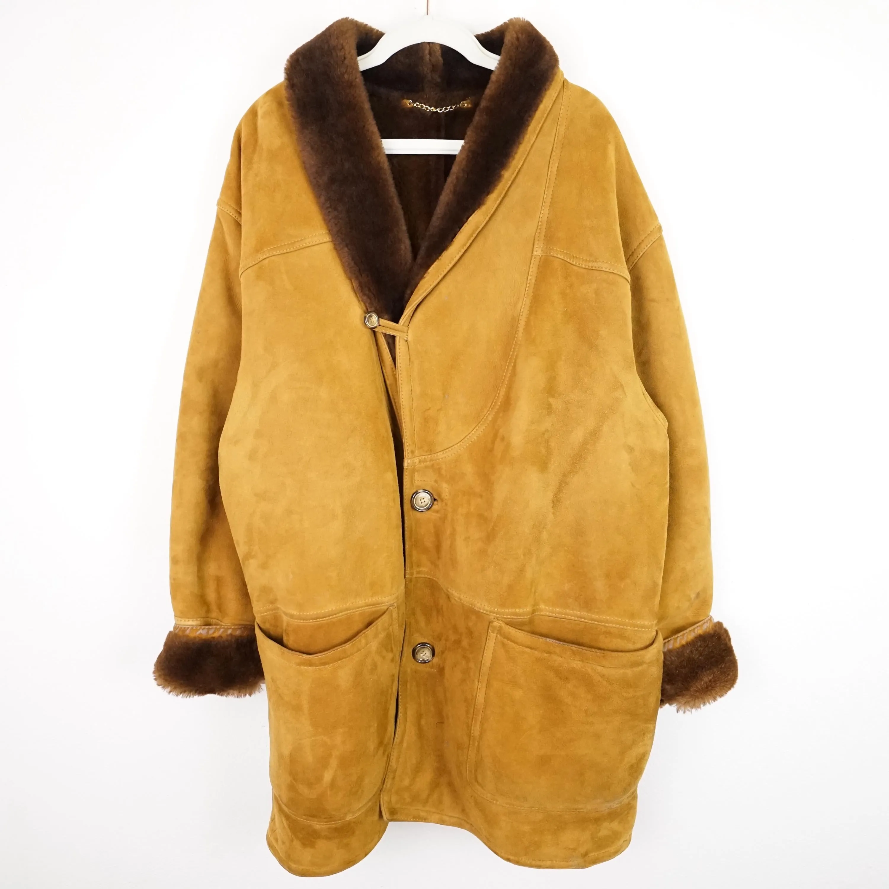 Vintage Shearling Coat men Size XL