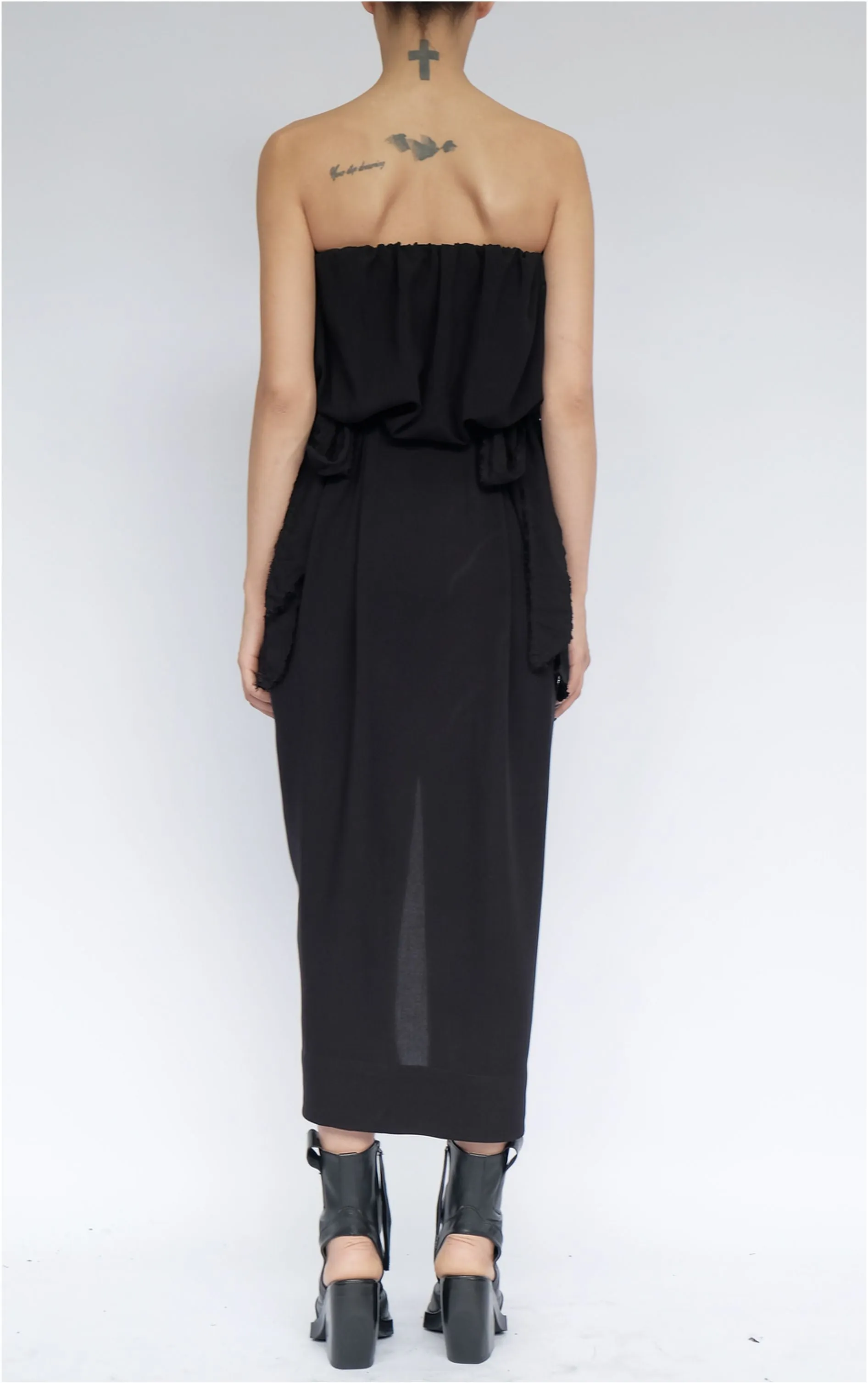 Washed Cotton Midi Dress with Bows