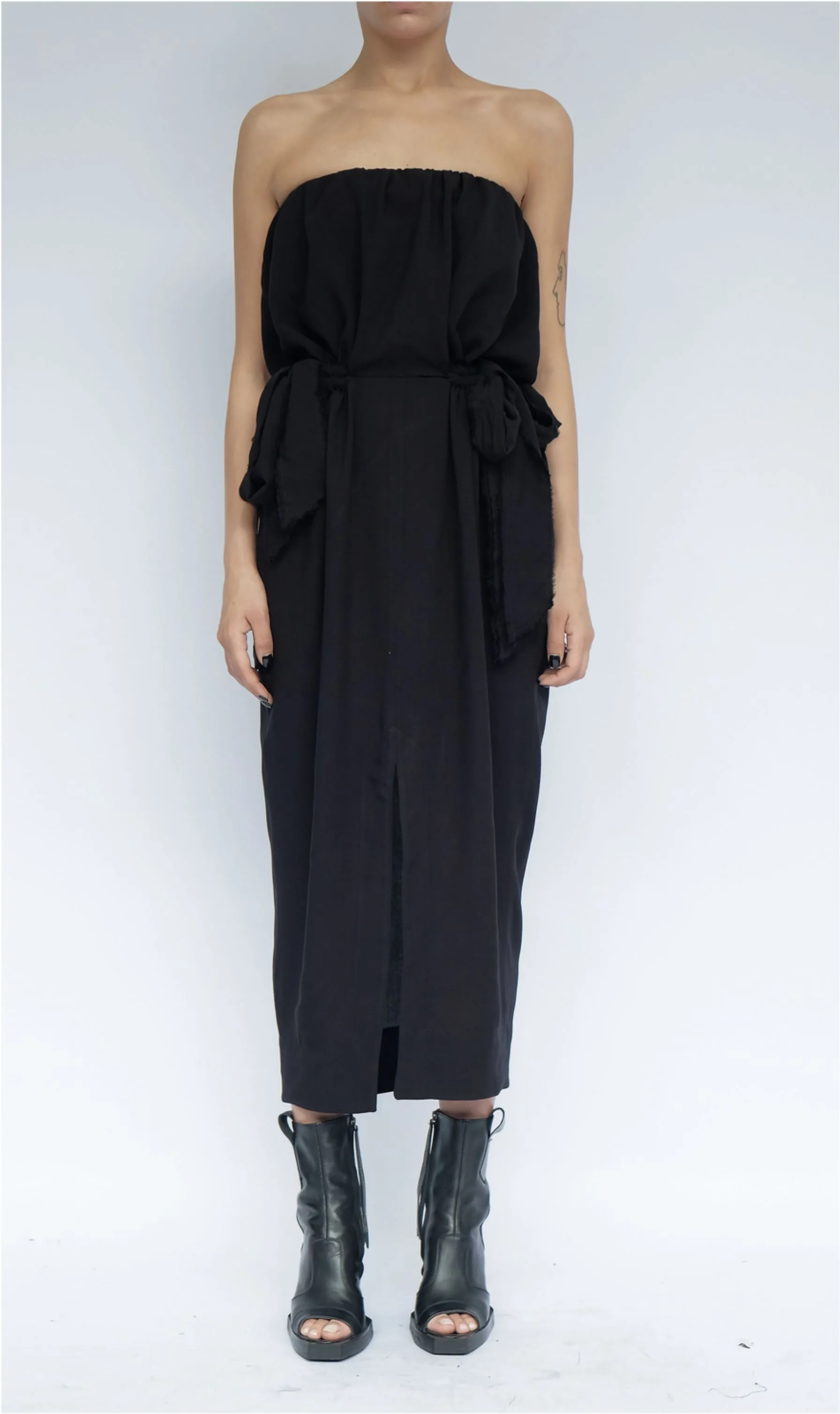Washed Cotton Midi Dress with Bows