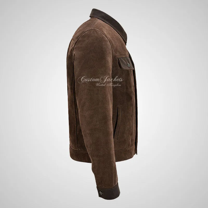 WEST Trucker Suede Jacket with Cow Leather Collars