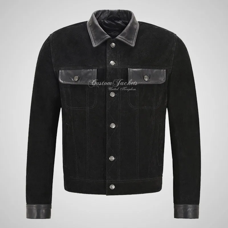 WEST Trucker Suede Jacket with Cow Leather Collars