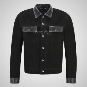 WEST Trucker Suede Jacket with Cow Leather Collars
