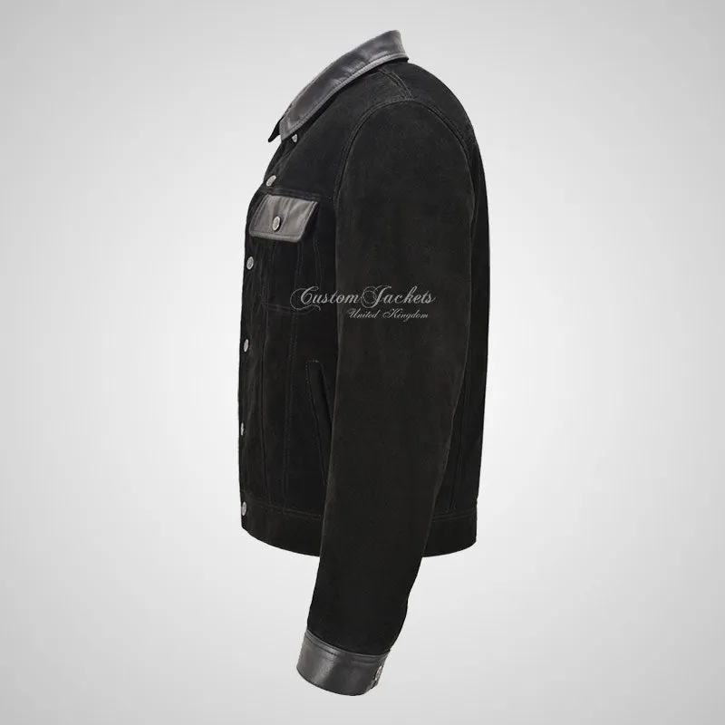 WEST Trucker Suede Jacket with Cow Leather Collars