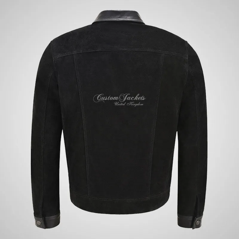 WEST Trucker Suede Jacket with Cow Leather Collars