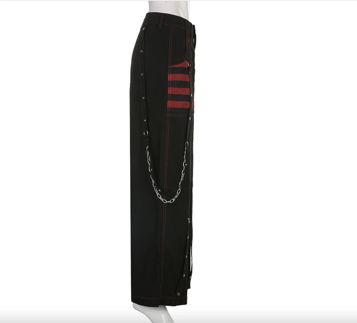 Women's Spring/Autumn Gothic Chain Bandage Wide Leg Pants/Trousers