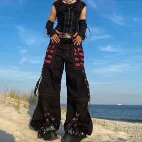 Women's Spring/Autumn Gothic Chain Bandage Wide Leg Pants/Trousers