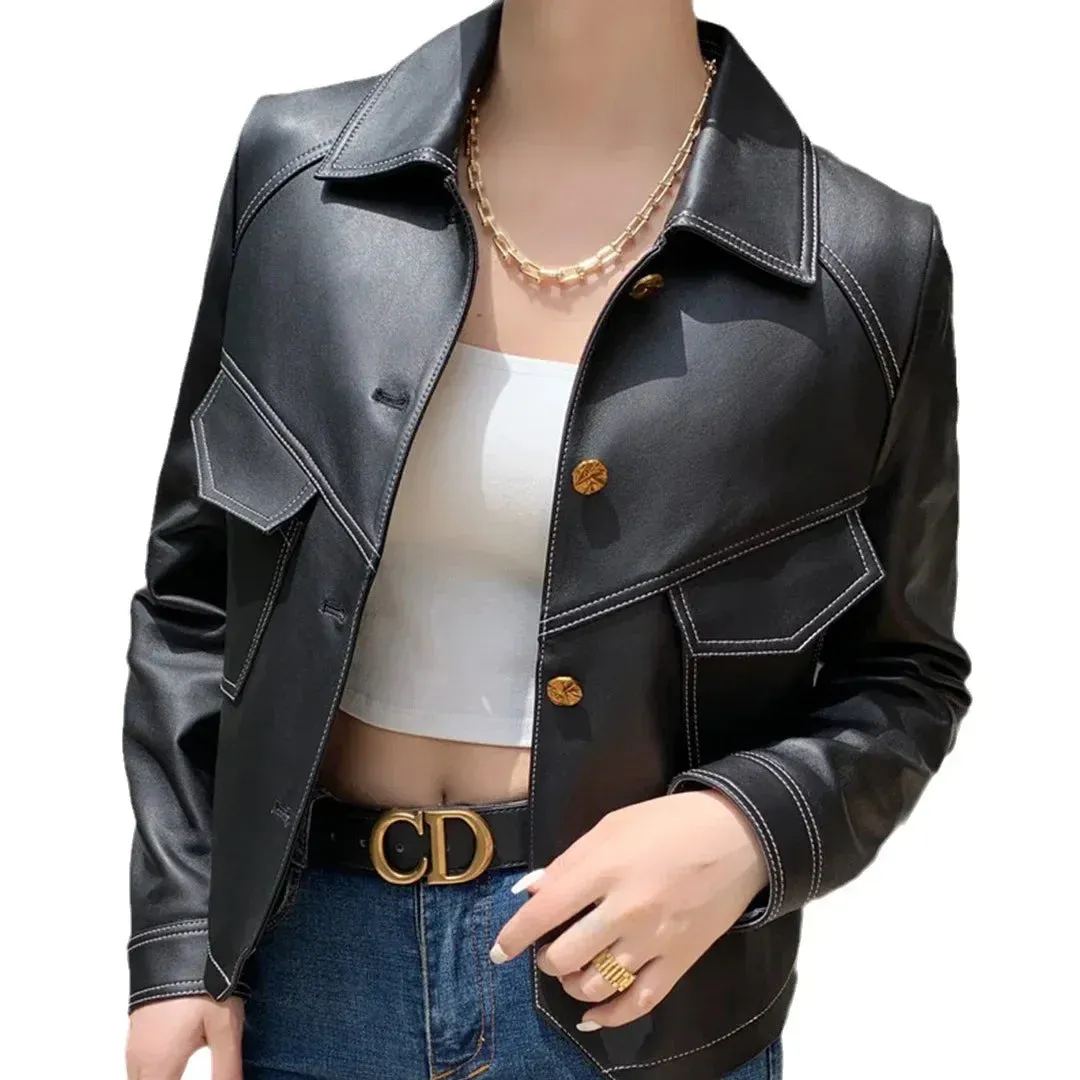 Women's Vintage Genuine Leather Jacket