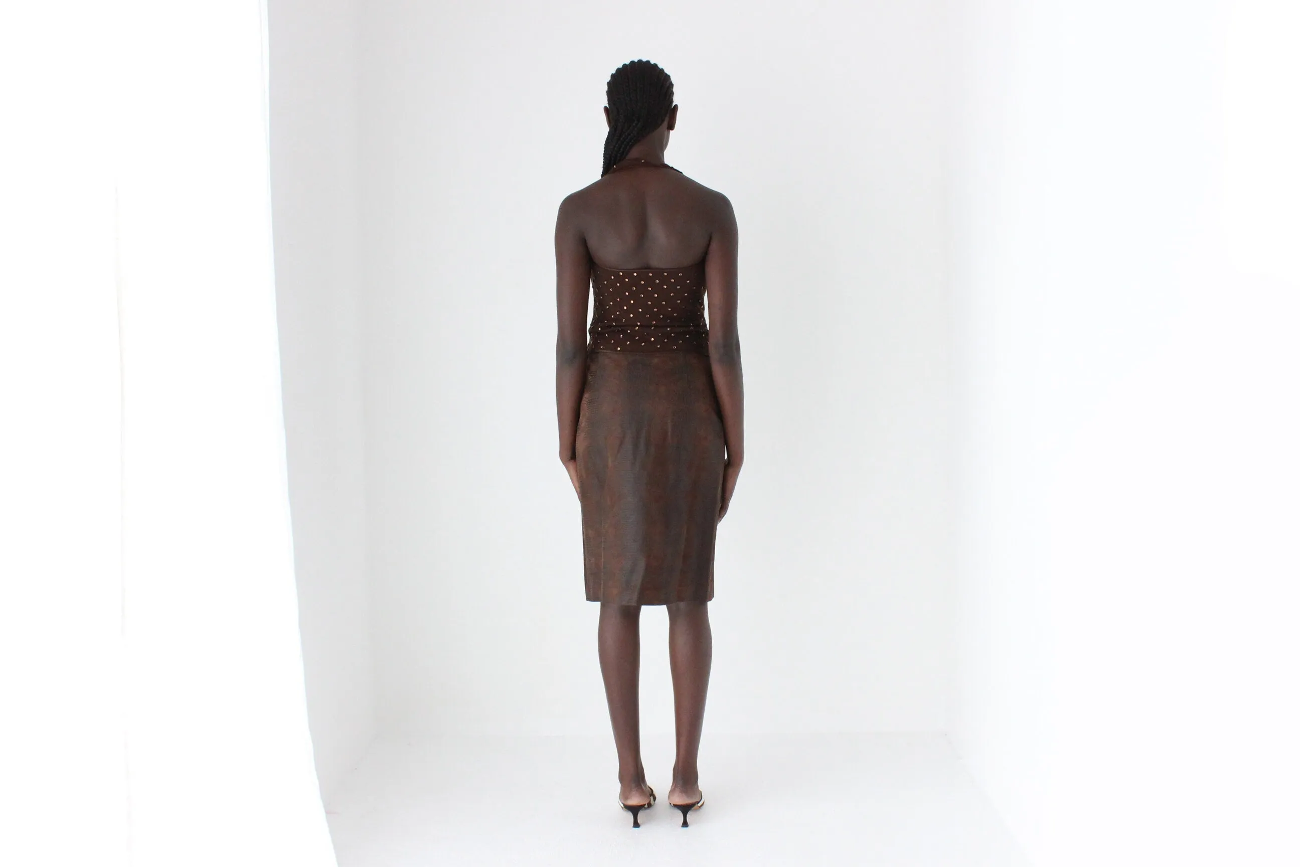 Y2K Diamonte Knit Textured Disco Halter Top