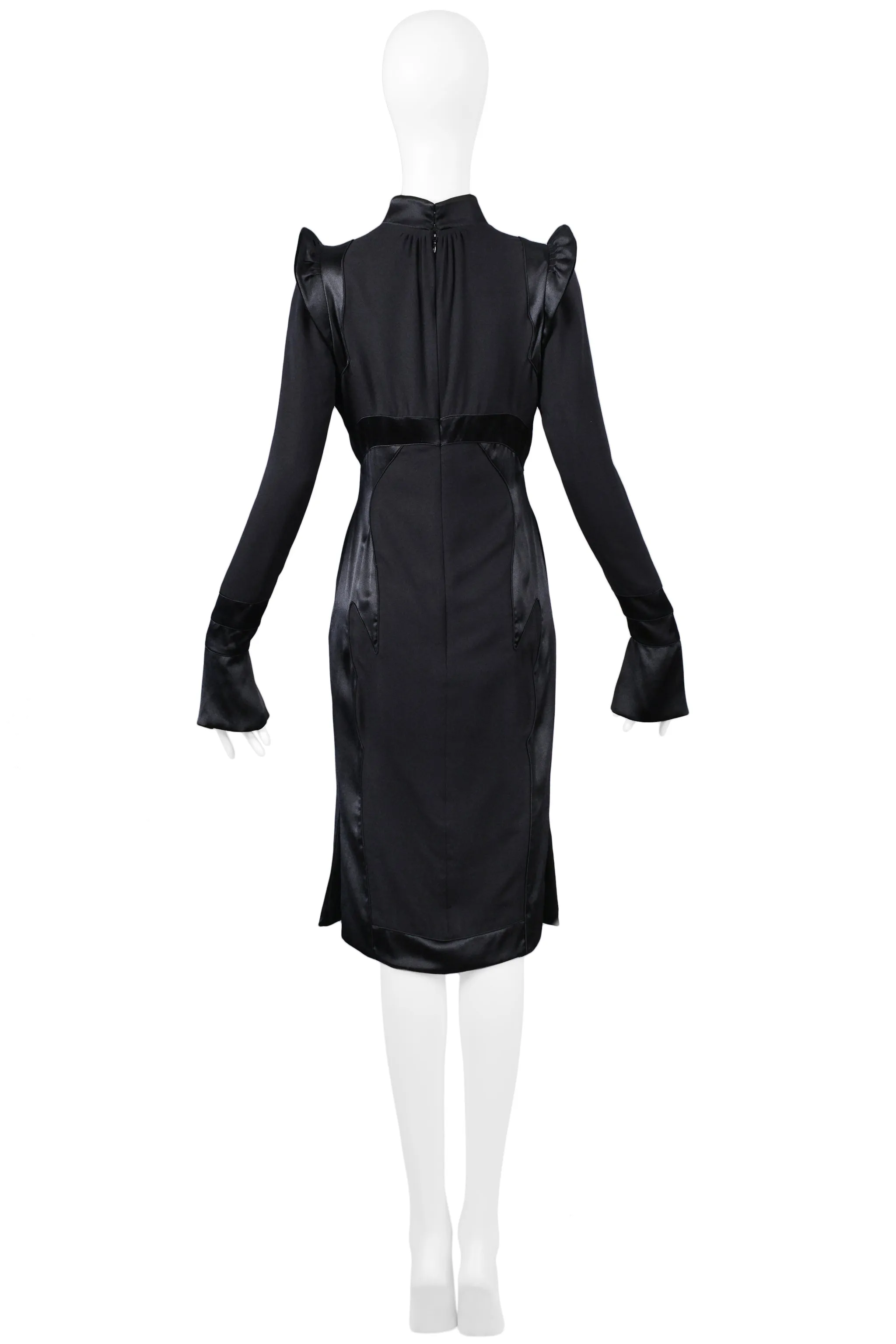 YSL BY TOM FORD BLACK SATIN MANDARIN DRESS 2004