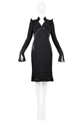 YSL BY TOM FORD BLACK SATIN MANDARIN DRESS 2004
