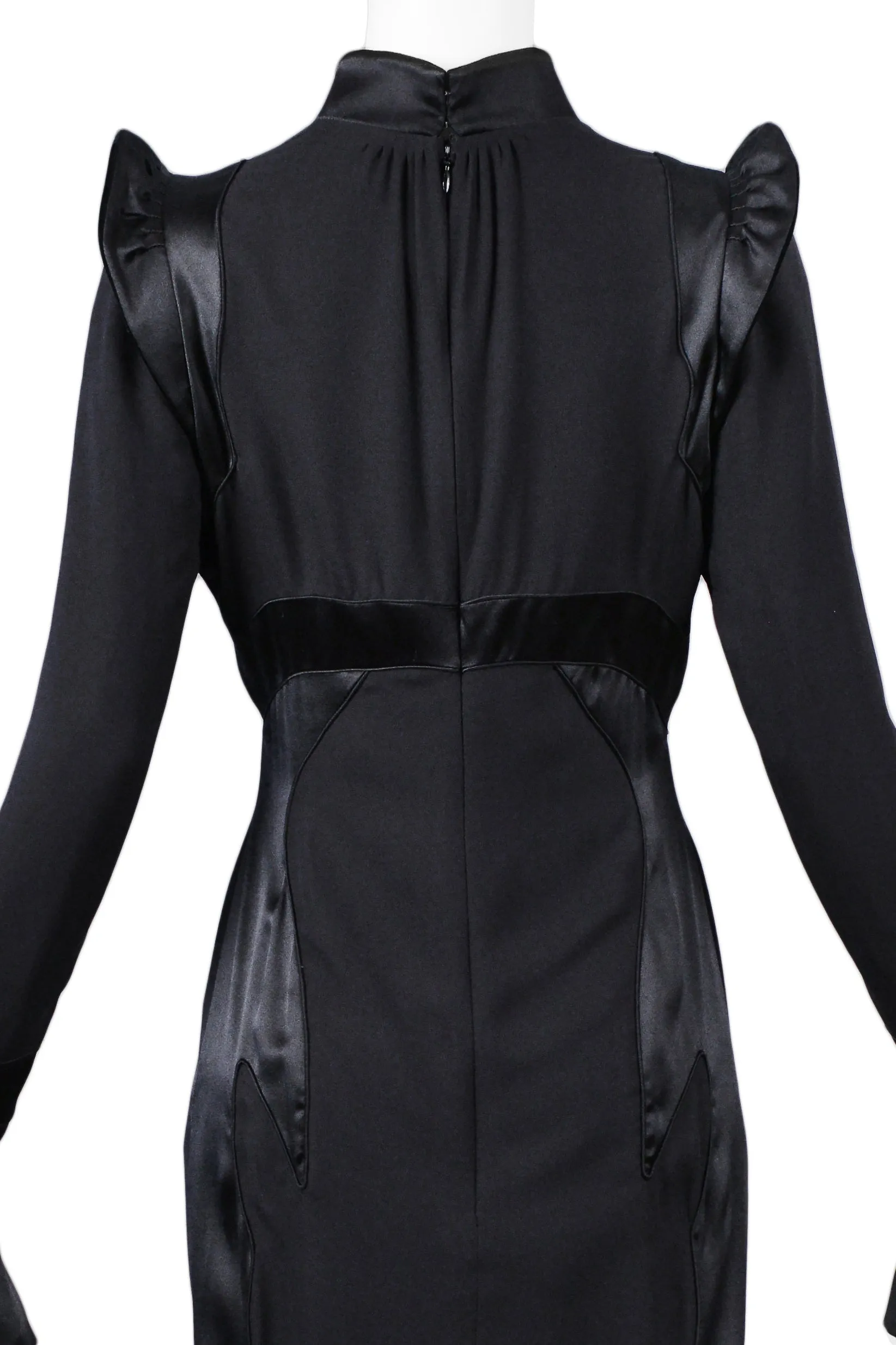 YSL BY TOM FORD BLACK SATIN MANDARIN DRESS 2004