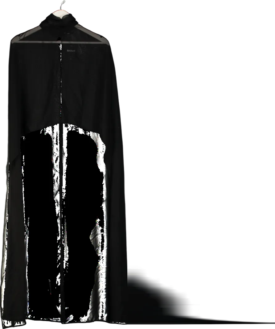 ZARA Black Semi Sheer Cape Top With Ribbons UK M
