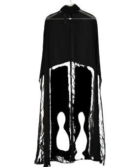 ZARA Black Semi Sheer Cape Top With Ribbons UK M