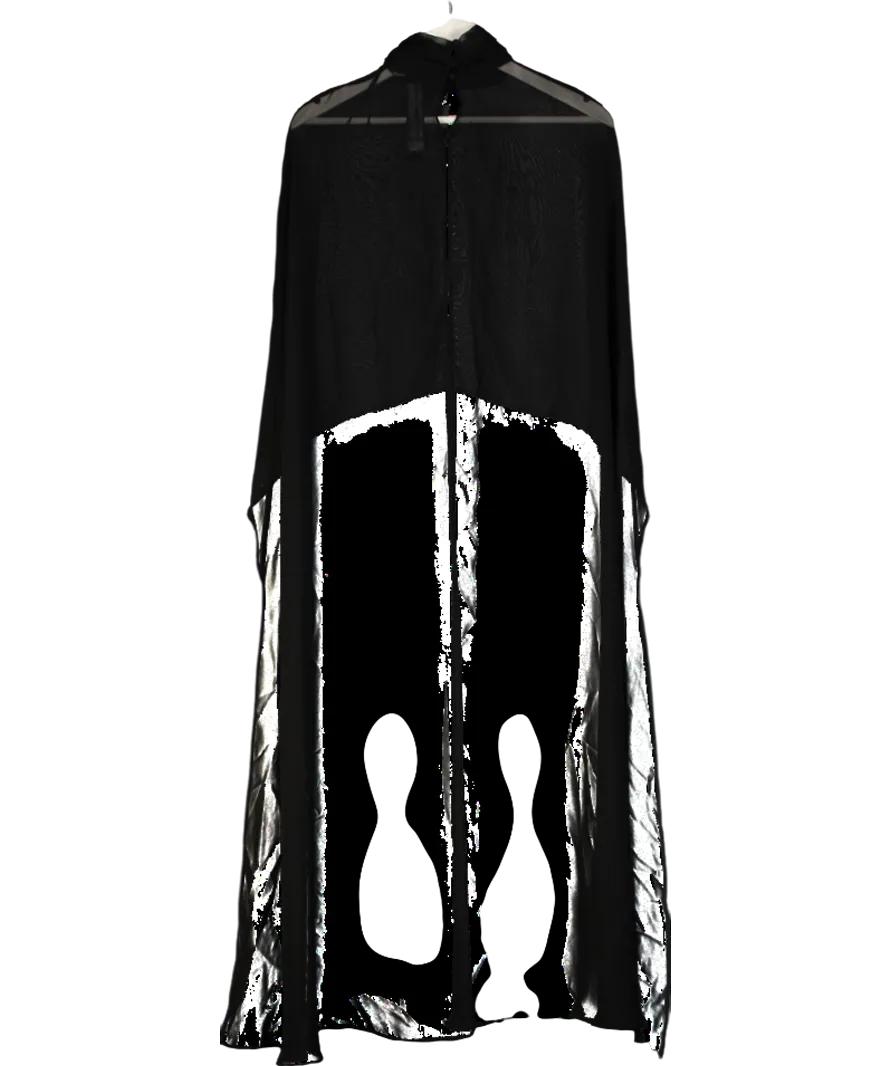 ZARA Black Semi Sheer Cape Top With Ribbons UK M